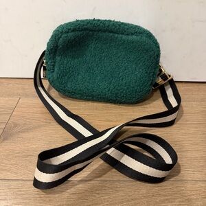 Remi & Reid Green Sherpa Crossbody Bag, adjustable